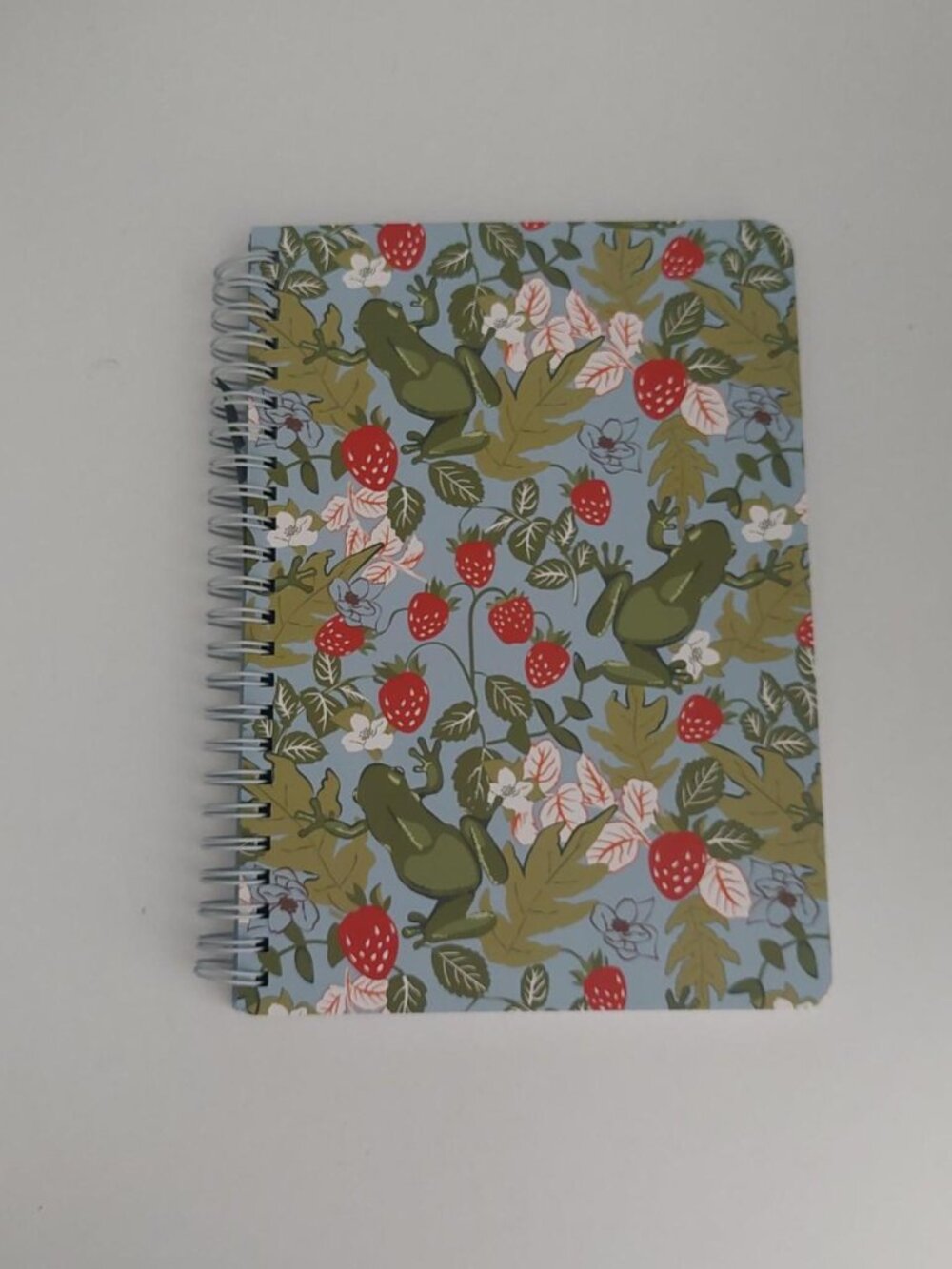 Vera Bradley notebook with green frogs frogberry red strawberries, and white flo